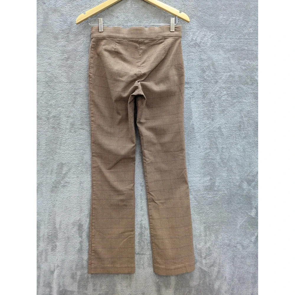 Dark Academia Plaid Pull On Pants Womens Small Brown Houndstooth Stretch Pockets